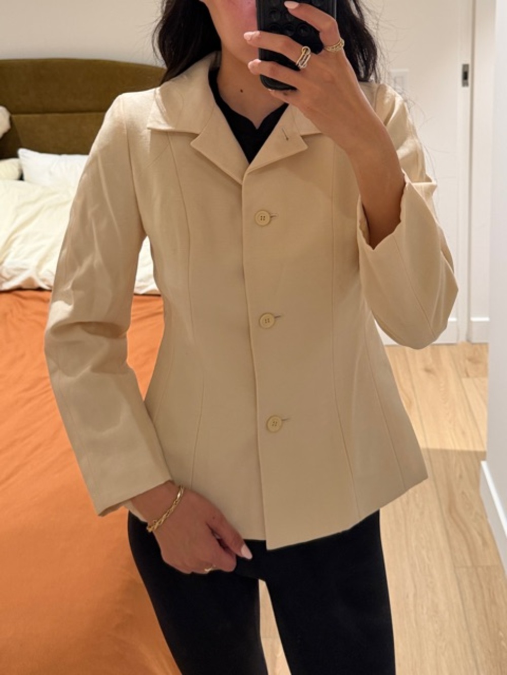 Balenciaga Wool Cream Tailored Button Jacket
